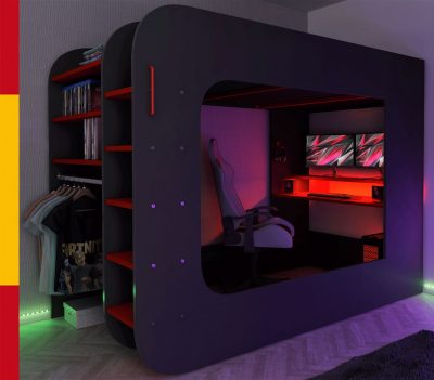 Gamer-Bed-Red-Black