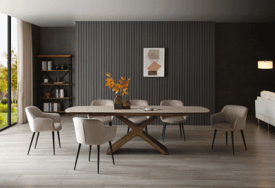 9368 Table Taupe with 1117 chairs