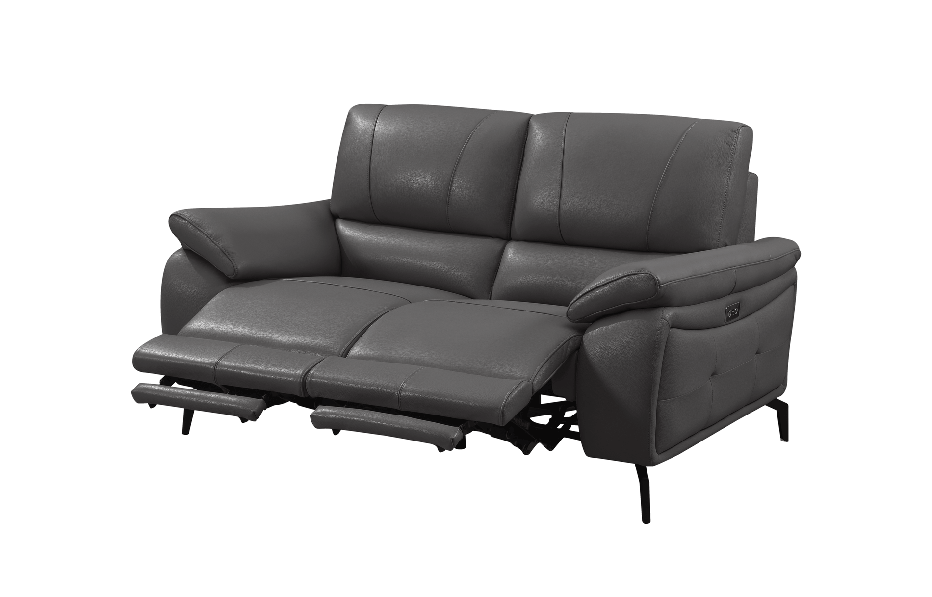Living Room Furniture Reclining and Sliding Seats Sets 2934 Dark Grey Loveseat w/ electric recliners
