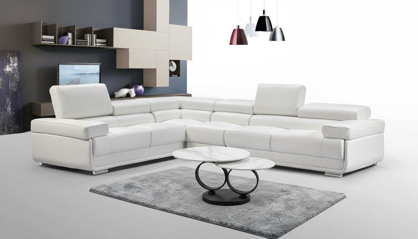 Living Room Furniture Sectionals 2119 Sectional - White