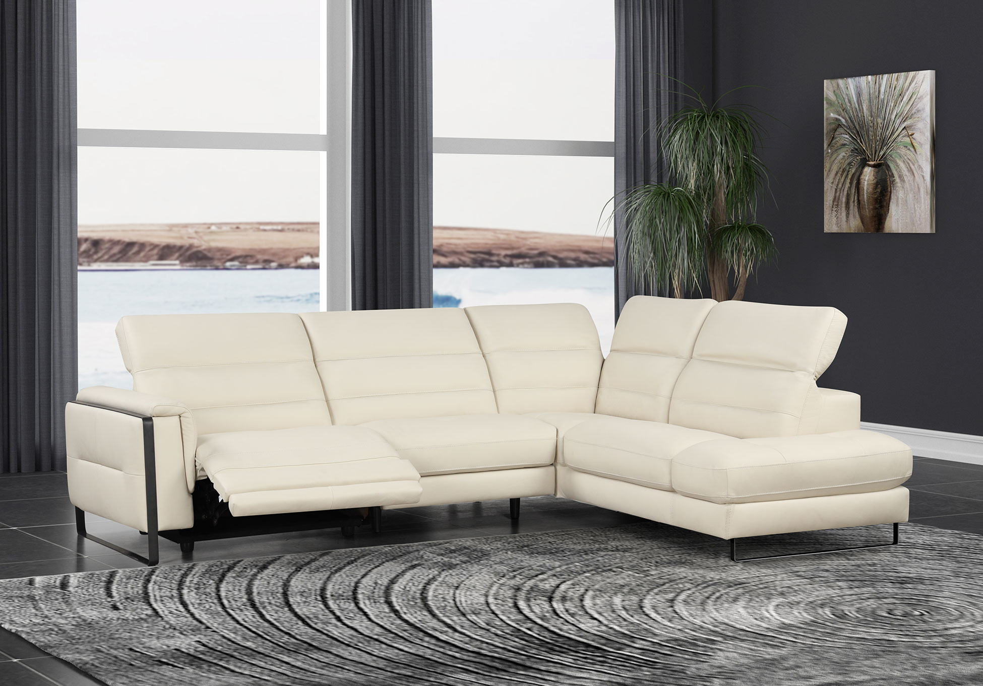 Living Room Furniture Reclining and Sliding Seats Sets Eminence Sectional w/ recliner