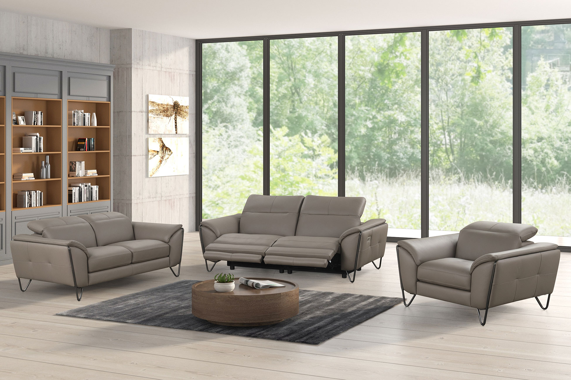 Living Room Furniture Reclining and Sliding Seats Sets Lavinia w/ electric recliners